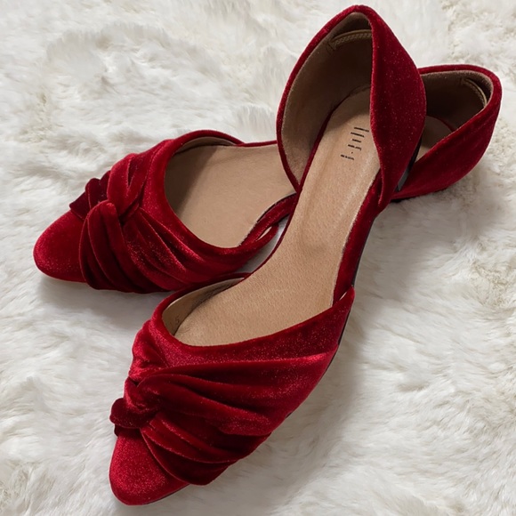 J. Jill Velvet Knot Pointed Toe Flats Red Size 6.5 - Picture 9 of 10